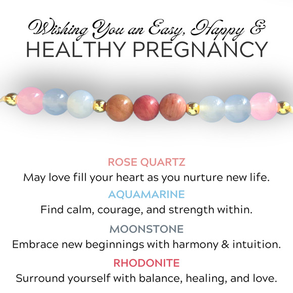 Wishing You a Healthy Pregnancy Bracelet – Rose Quartz, Moonstone, Aquamarine - Picture 2 of 5